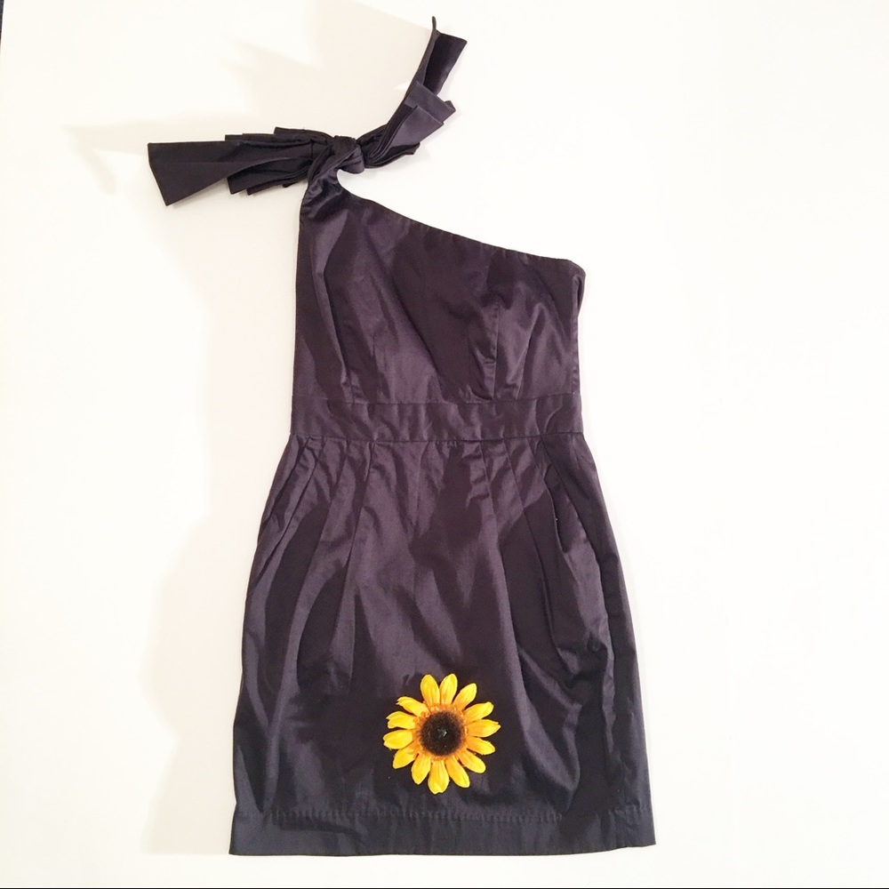 French Connection navy blue one shoulder dress